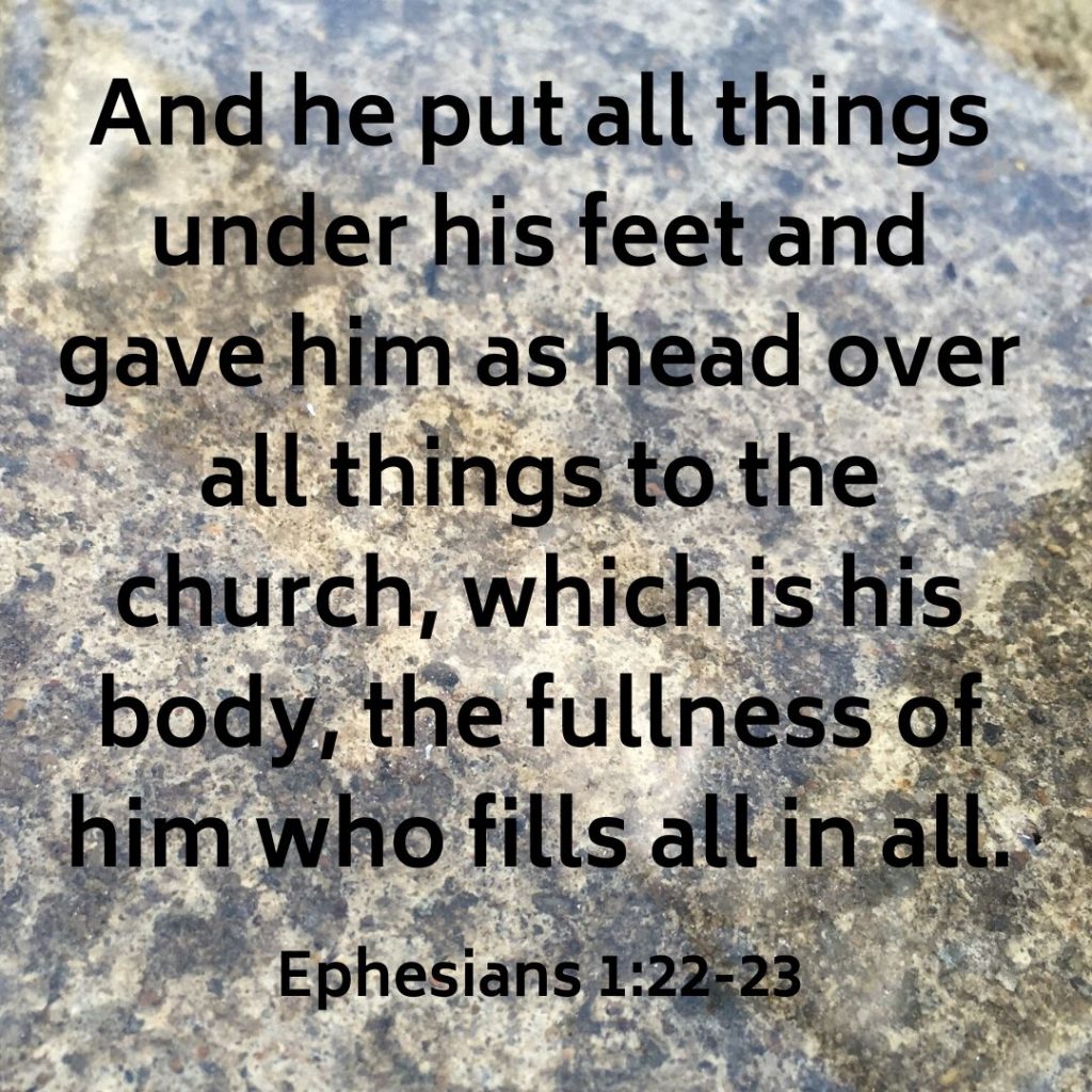And he put all things under his feet and gave him as head over all things to the church, which is his body, the fullness of him who fills all in all.